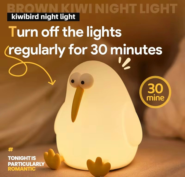 نمایش مشخصات چراغخواب ضربه ای سیلیکونی مدل پرنده ی کیوی و تایمر ۳۰ دقیقه ای