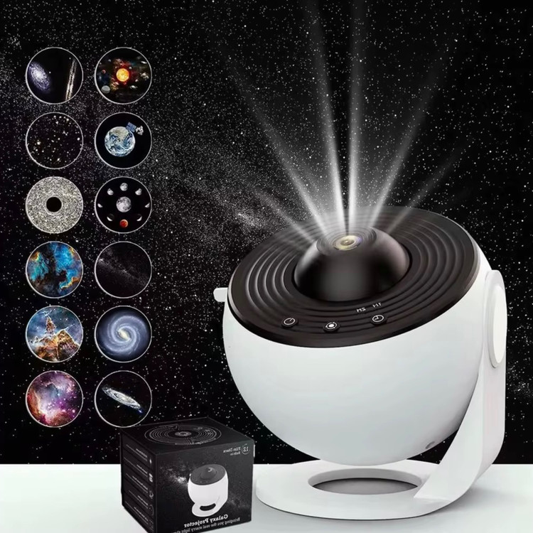 عکس صنعتی پروژکتور کهکشانی ١٣ اسلایدی مدل BL-DQY02 رنگ سفید در حال نشان دادن تصاویر صنعتی