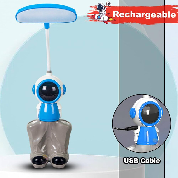 چراغ مطالعه رو میزی ۳ کاره مدل فضانورد رنگ آبی