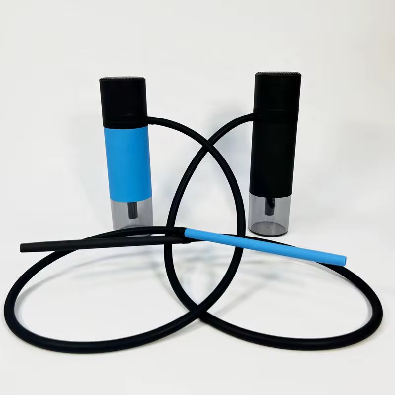 دو عدد قلیان قابل حمل هوکا در رنگ های ، مشکی ، آبی ، به همراه شلنگ آنها