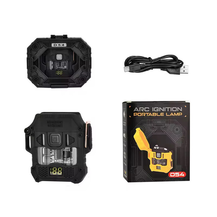 محتویات جعبه فندک پلاسمایی چراغ قوه دار مدل D54