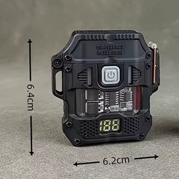 نمایش فندک پلاسمایی چراغ قوه دار مدل D54 رنگ مشکی