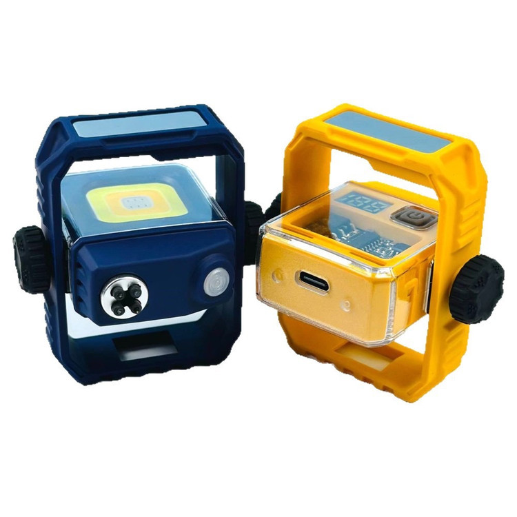 دو رنگ آبی و زرد فندک پلاسمایی چرغ قوه و اسپینر دار مدل D68 در حال نمایش سوکت شارژ و قسمت پلاسما