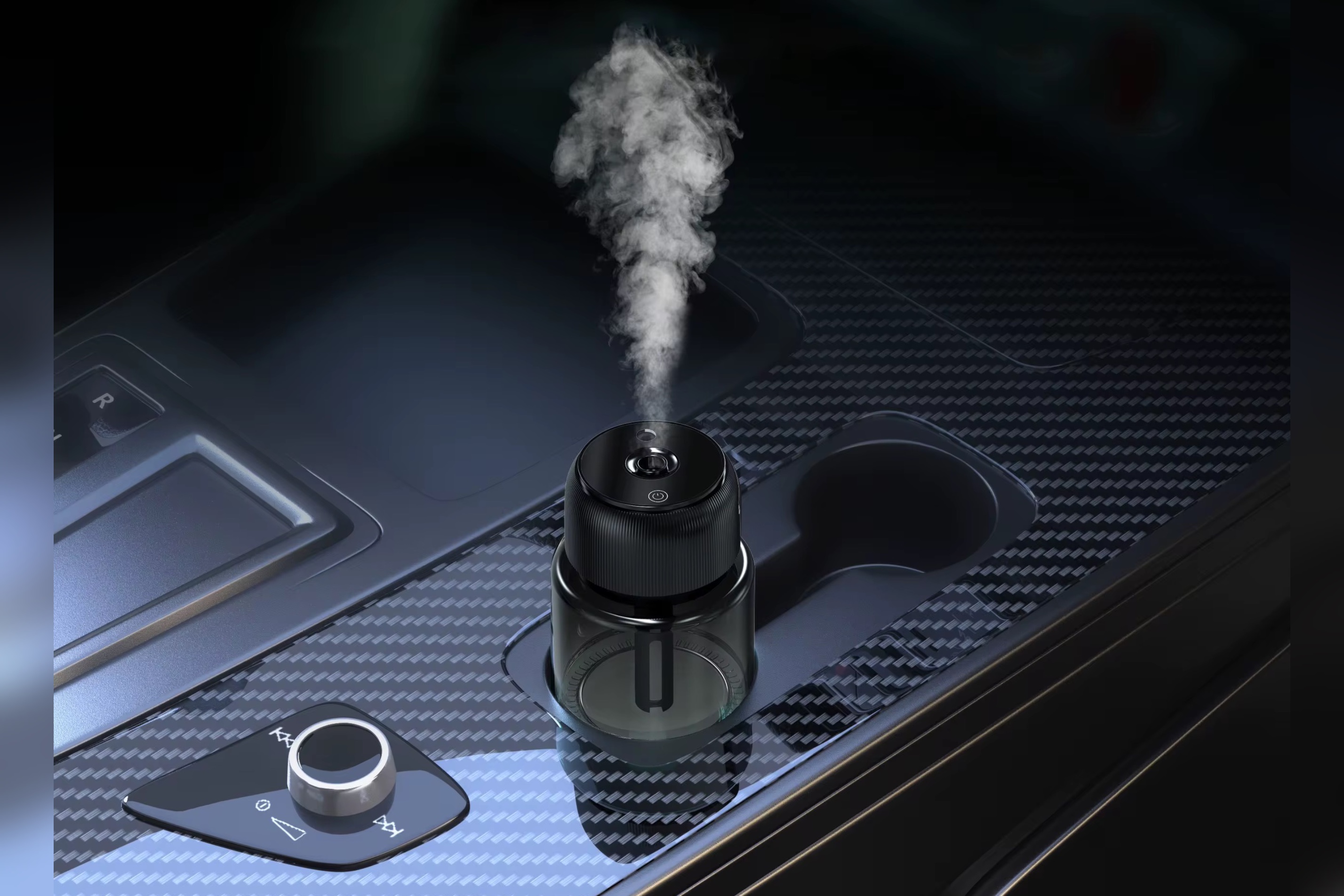 بخور خوشبو کننده کهکشانی هوشمند خودرو توی جا لیوانی خودرو در حال خوشبو کردن خودرو