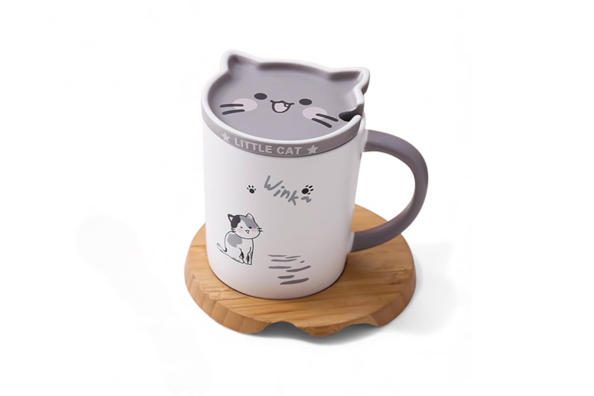 ماگ گربه به همراه درب نعلبکی شو