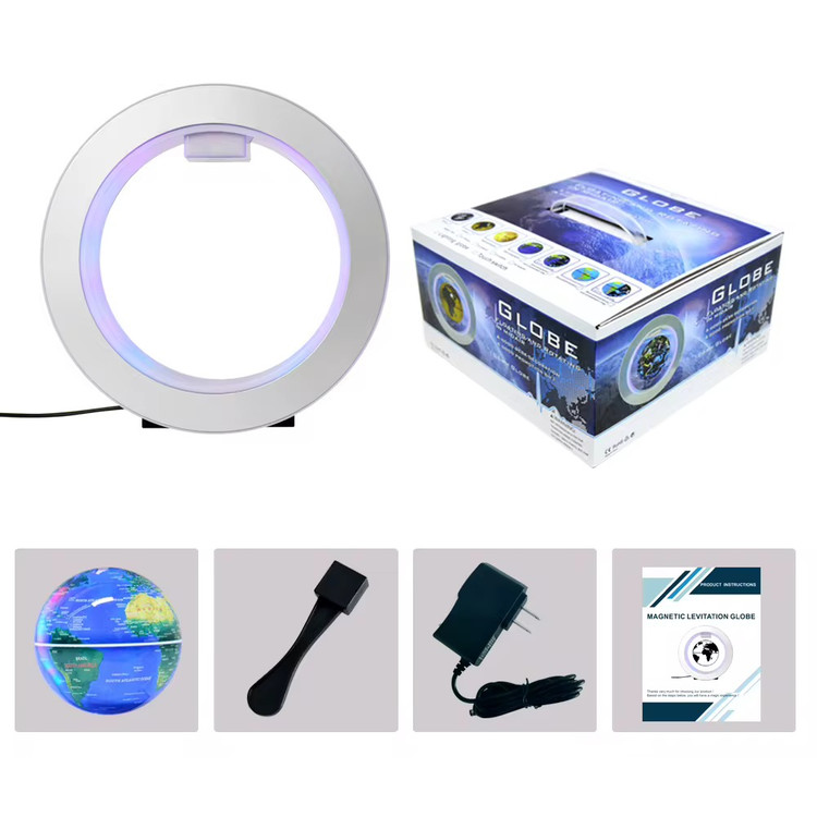 بسته بندی بسیار با کیفیت و اقلام همراه کره ی زمین معلق مغناطیسی با پایه O شکل خرید از هیداگالریا